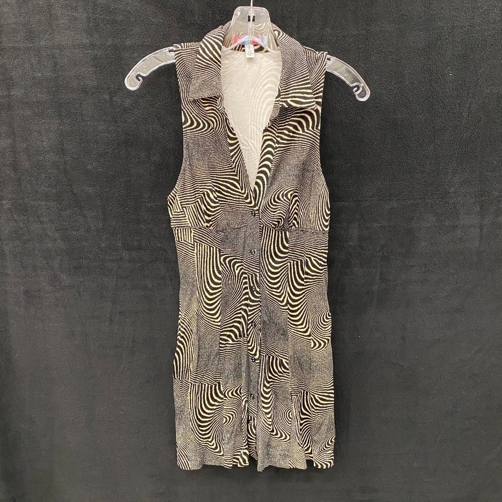 Urban Outfitters- Sleeveless Knit Dress Button-Down Zebra Print Black White- S